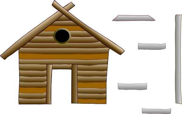 Cabin Broken Clip Art - Log Cabin Shower Curtain (600x378)