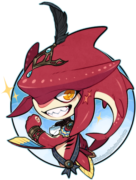 Inspirational Shark Prince Sidon At Your Service ✨ - Red Shark From Legend Of Zelda (500x633)