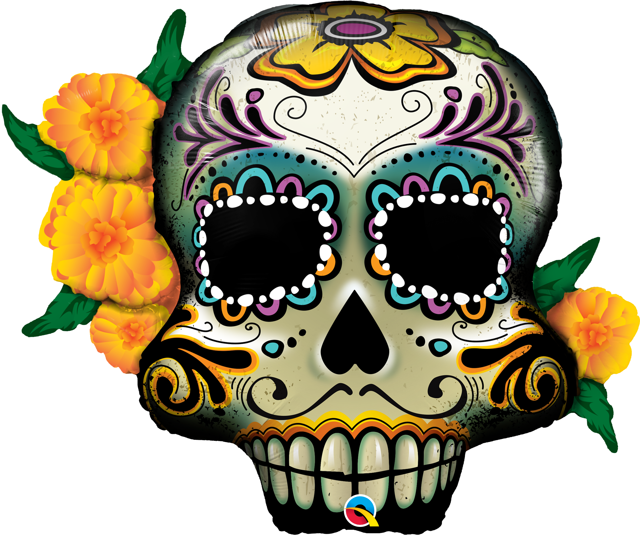 Day Of The Dead Skull Super Shape Foil Balloon (2036x1706)