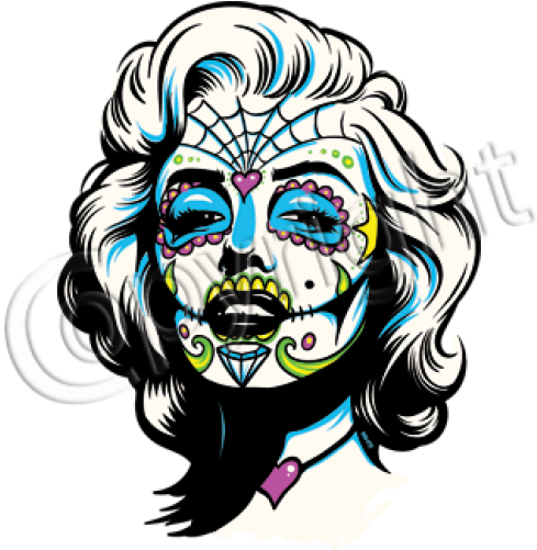 Day Of The Dead Style Marilyn Monroe Design - Marilyn Monroe Sugar Skull (500x500)