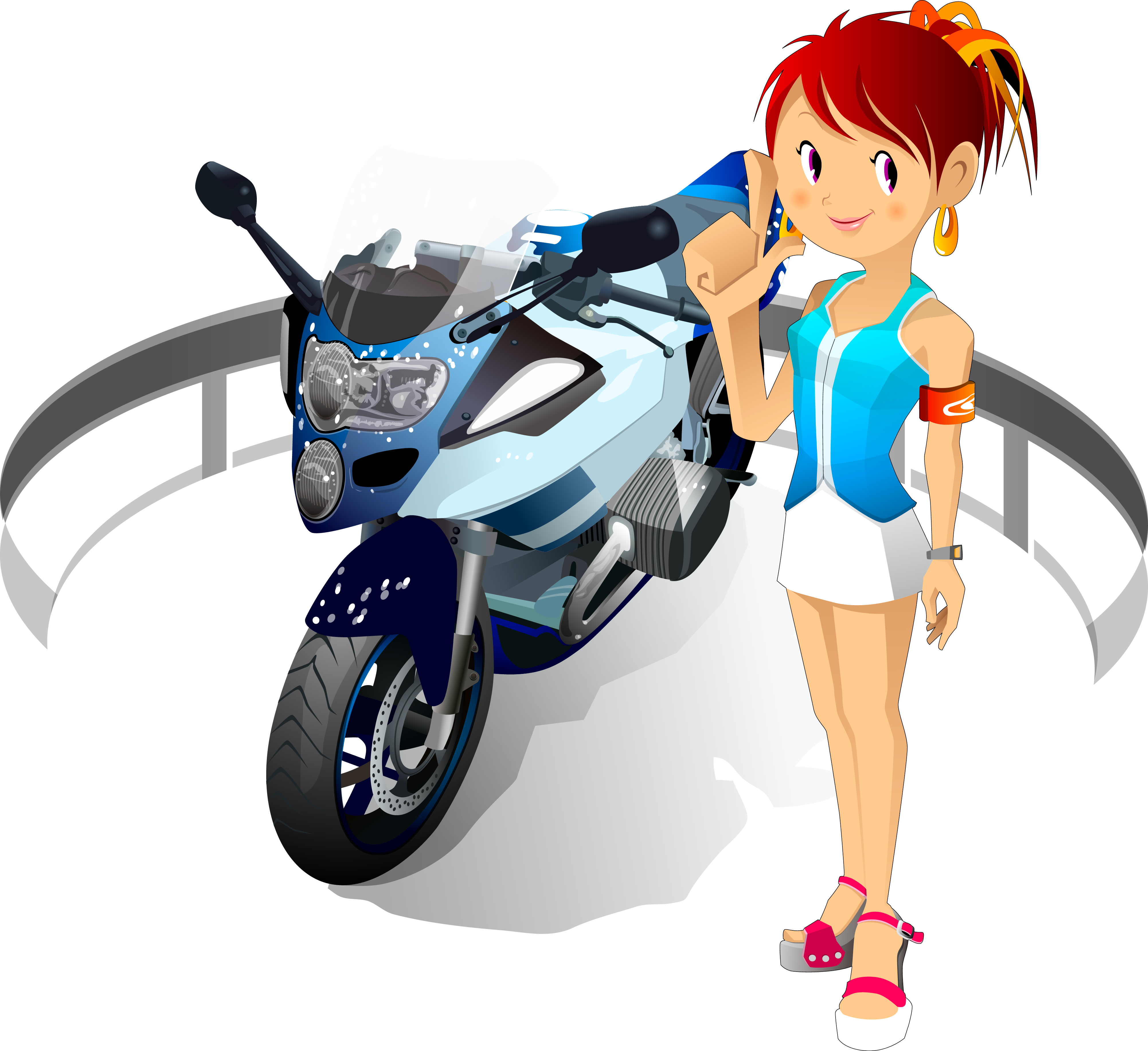 Motorcycle Harley-davidson Clip Art - Cartoon Characters Girls (4005x3668)
