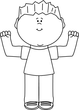 Black And White Boy Flexing - Boy Holding Clipart Black And White (325x450)