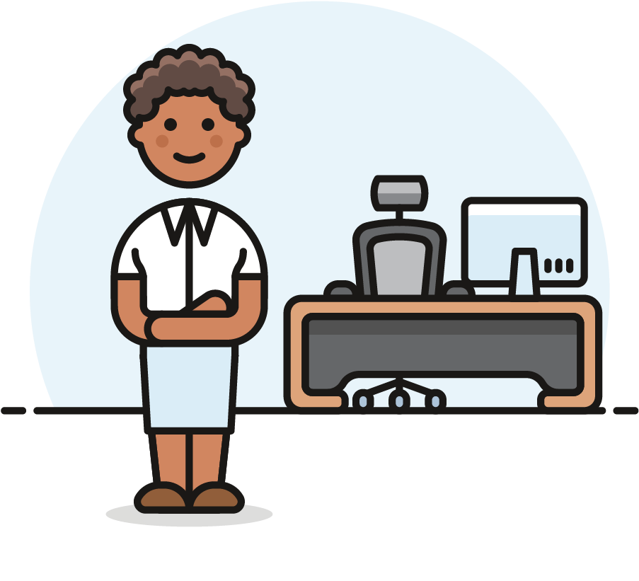 40 Office Working Desk Female African American - Desk (1025x1148)