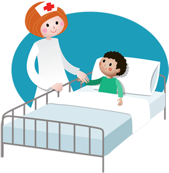 Bed In School Clipart - First Aid Room Cartoon (380x365)