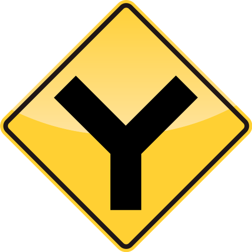 Y Roads - Road Split Road Sign (500x500)