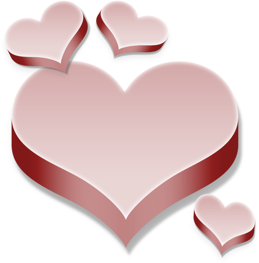 3d Pink Hearts Transparent By Madetobeunique 3d Pink - Bom Sabado Com Carinho (900x900)
