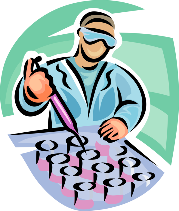 Vector Illustration Of Laboratory Scientist Technician - Illustration (595x700)