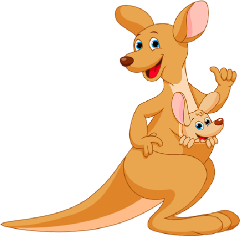 Kangaroo With Joey 1 500×500 Pixels - Kangaroo Cartoon (500x500)