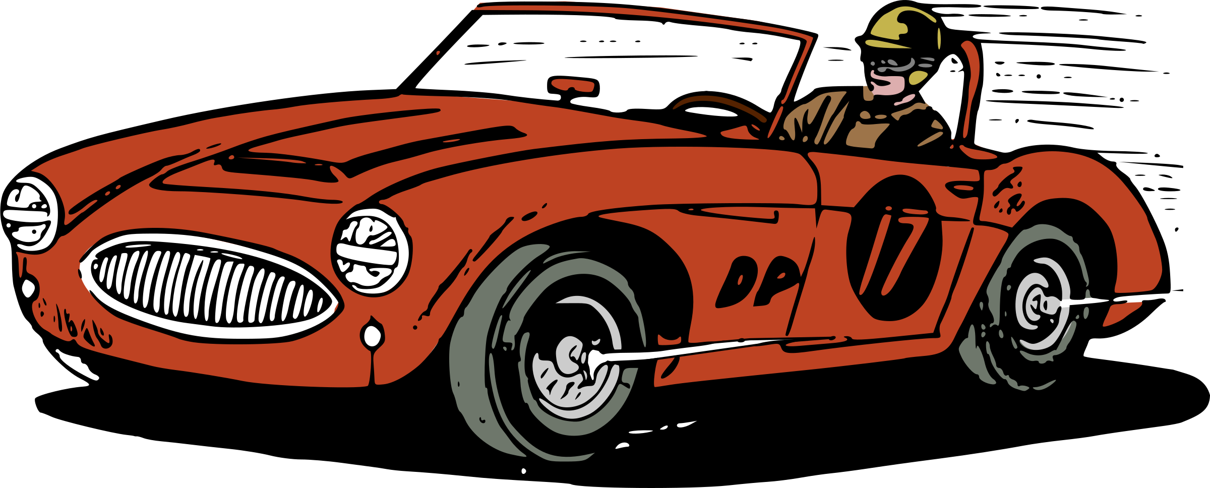 Fast Moving Racing Car Png Clipart - Race Car Retro Clip Art (2400x968)
