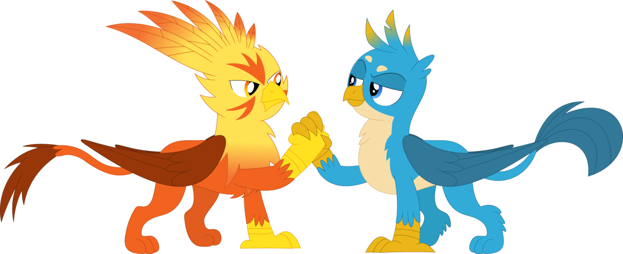 Porygon2z, Clasped Hands, Duo, Gallus, Griffon, Looking - Cartoon (1280x522)