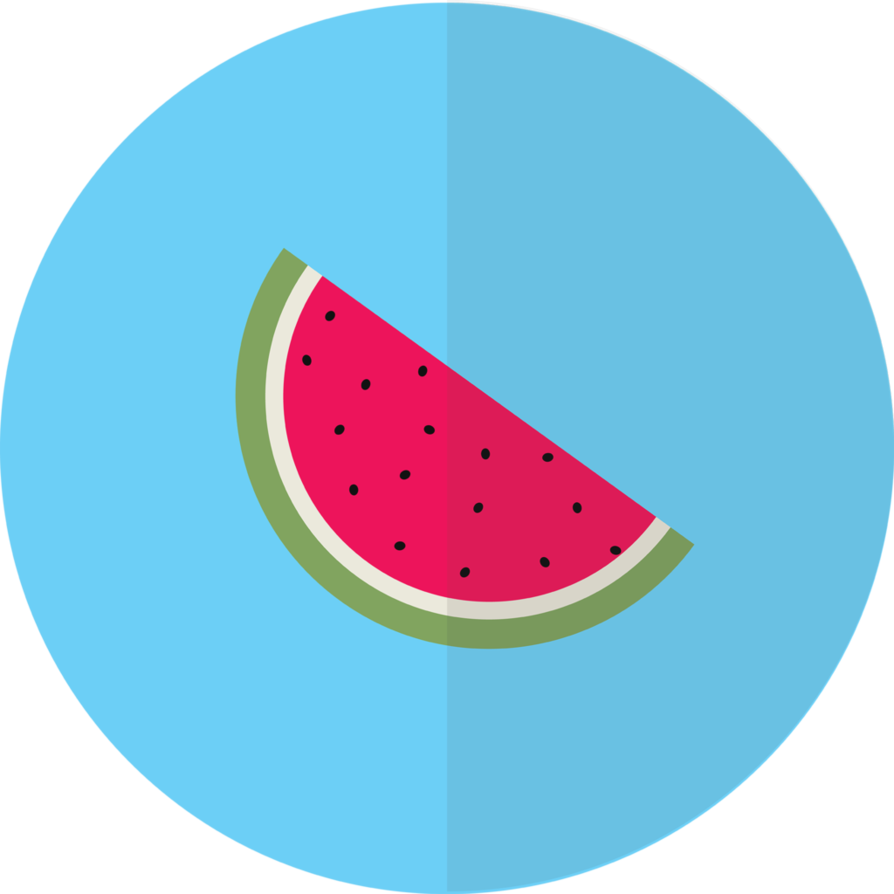 Flat Watermelon Design By Blenderednelb - Watermelon Flat Design (894x894)
