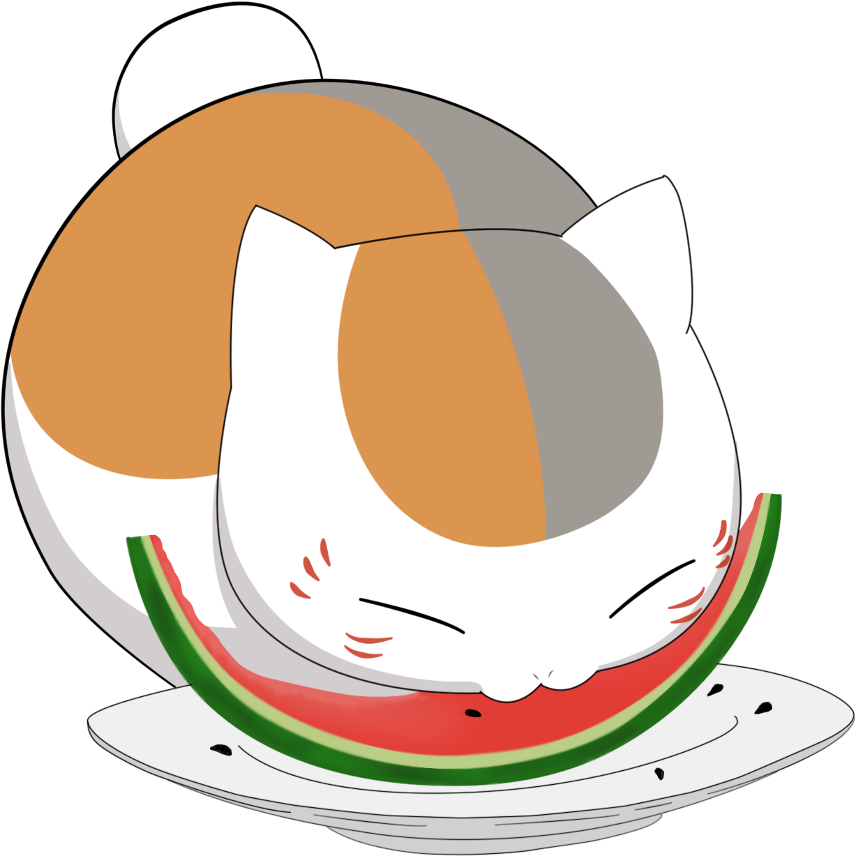 Nyanko And Watermelon By Oboeteru Nyanko And Watermelon - Manga (1311x1266)