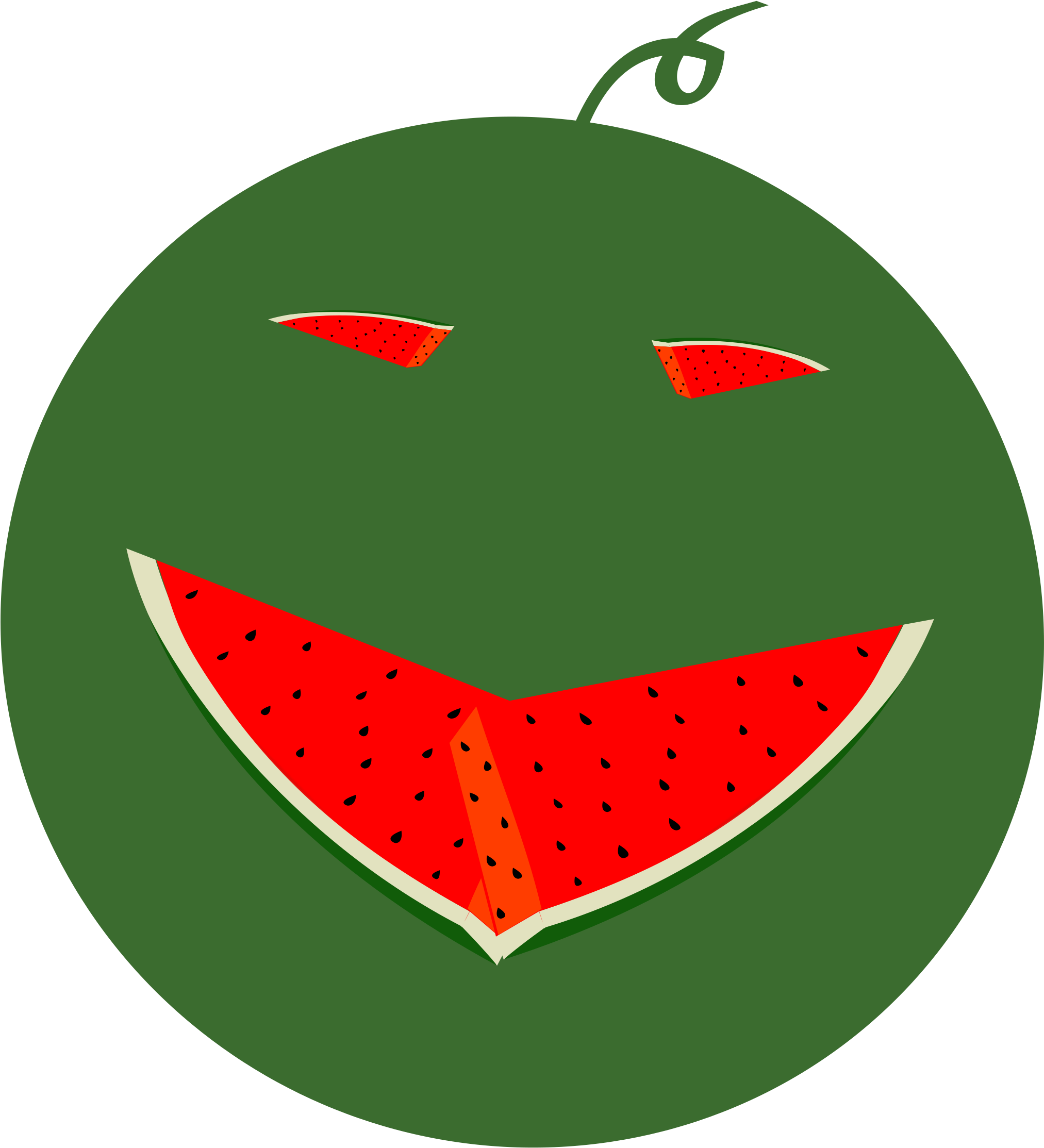 Watermelon-face - Watermelon Clipart (2400x2400)