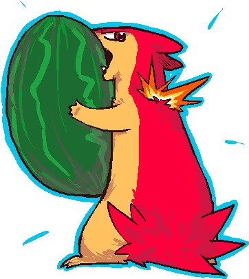Typhlosion Watermelon By Fishyfood - Cartoon (400x450)