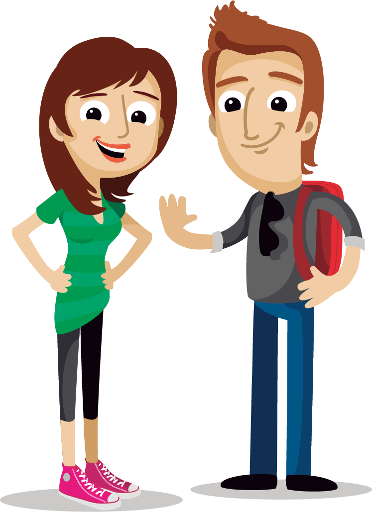 Cartoon Young Men And Women - Student Cartoon Png (747x1029)