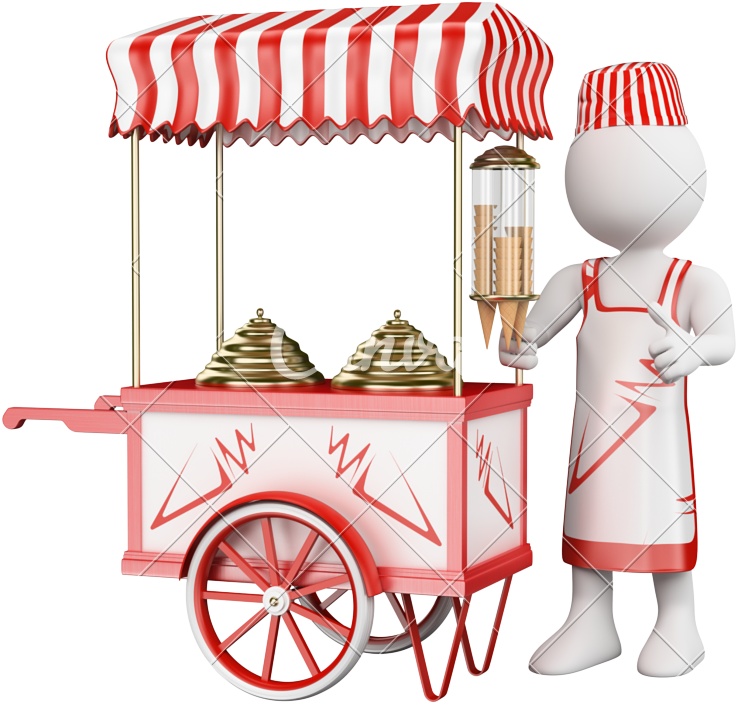 3d Traditional Ice Cream Cart - Stand Ice Cream 3d (800x800)
