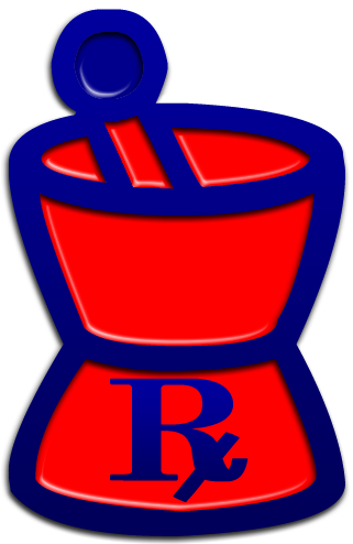 Mortar & Pestle Rx Symbol Blue Red - Mortar & Pestle Rx Symbol Blue Red (512x512)