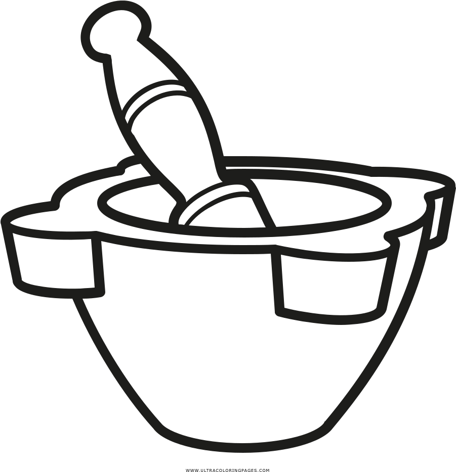 Mortar And Pestle Coloring Page - Mortero Para Colorear (1000x1000)