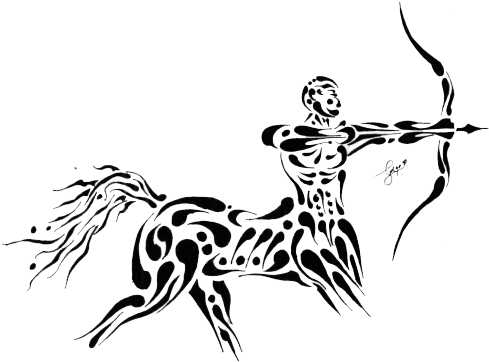 Zodiac Tattoos Png Transparent Images - Tribal Tattoos Sagittarius Designs (500x377)