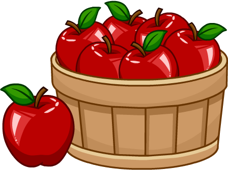 10 Apples Puffle Food - Apples In Basket Clipart (448x333)