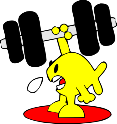 Weight Lifting Clipart - Cartoon Fish Lifting Weights (378x400)