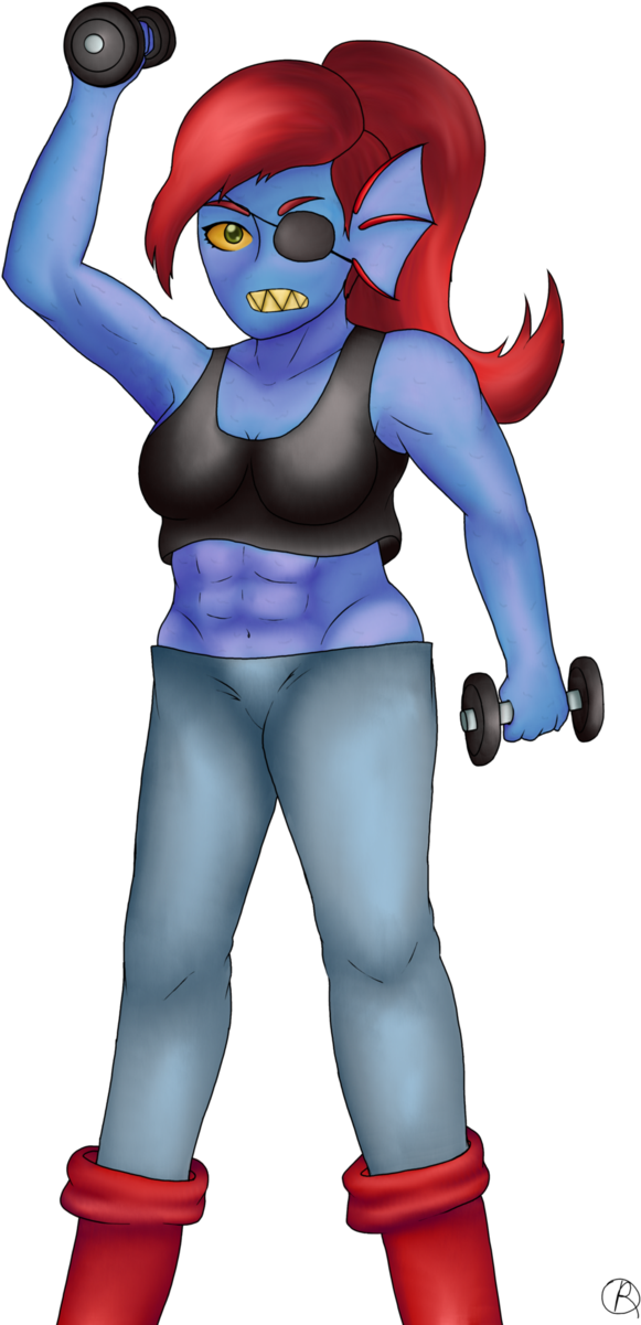 Undyne Weight Lifting By Americafangirl - Olympic Weightlifting (637x1252)