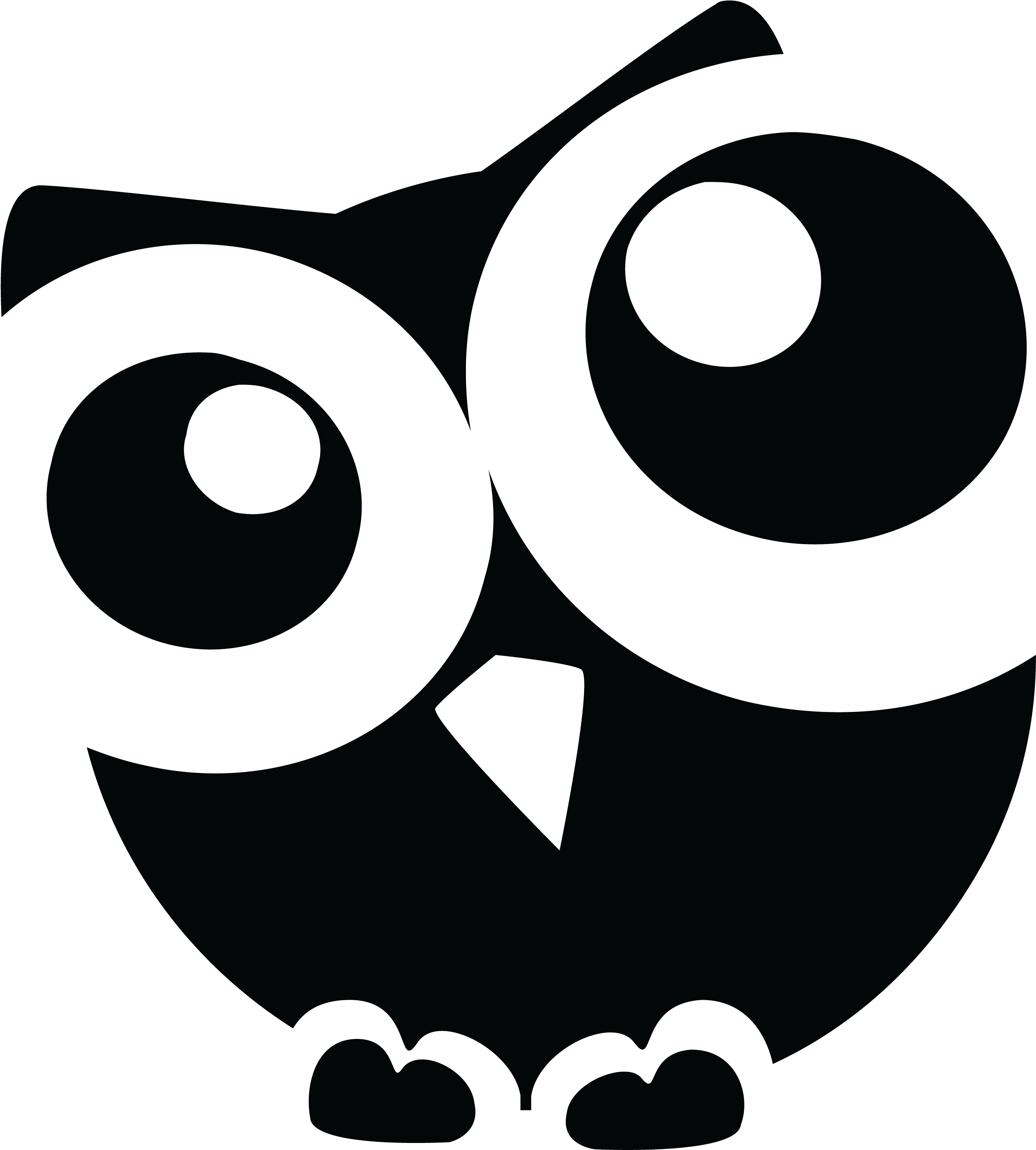 Free Clipart Of A Curious Owl Black White - Owl Black And White (4000x4000)