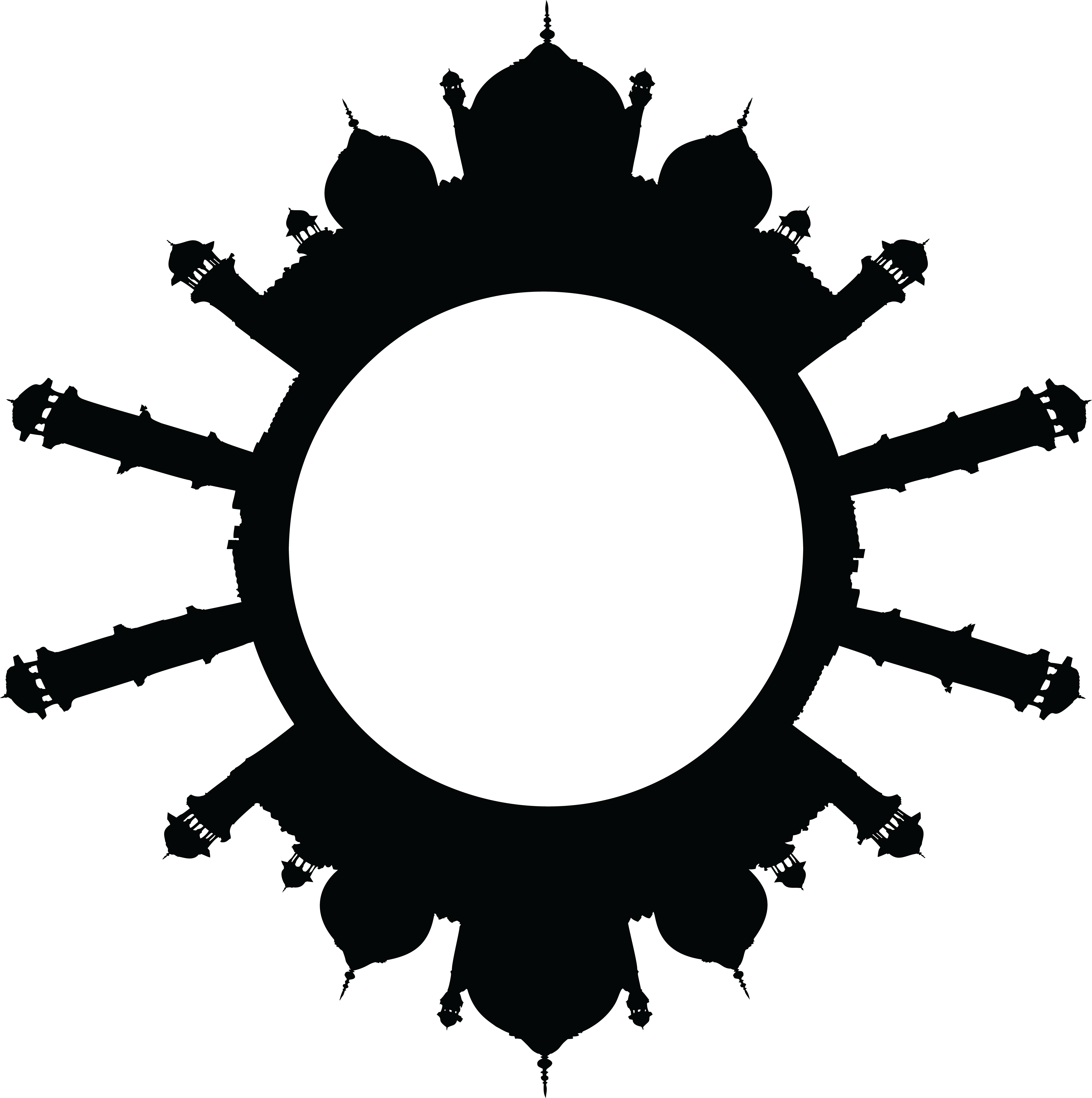 Free Clipart Of A Round Frame Of Mosques In Black And - Dessins Fleur À Colorier (4000x4021)