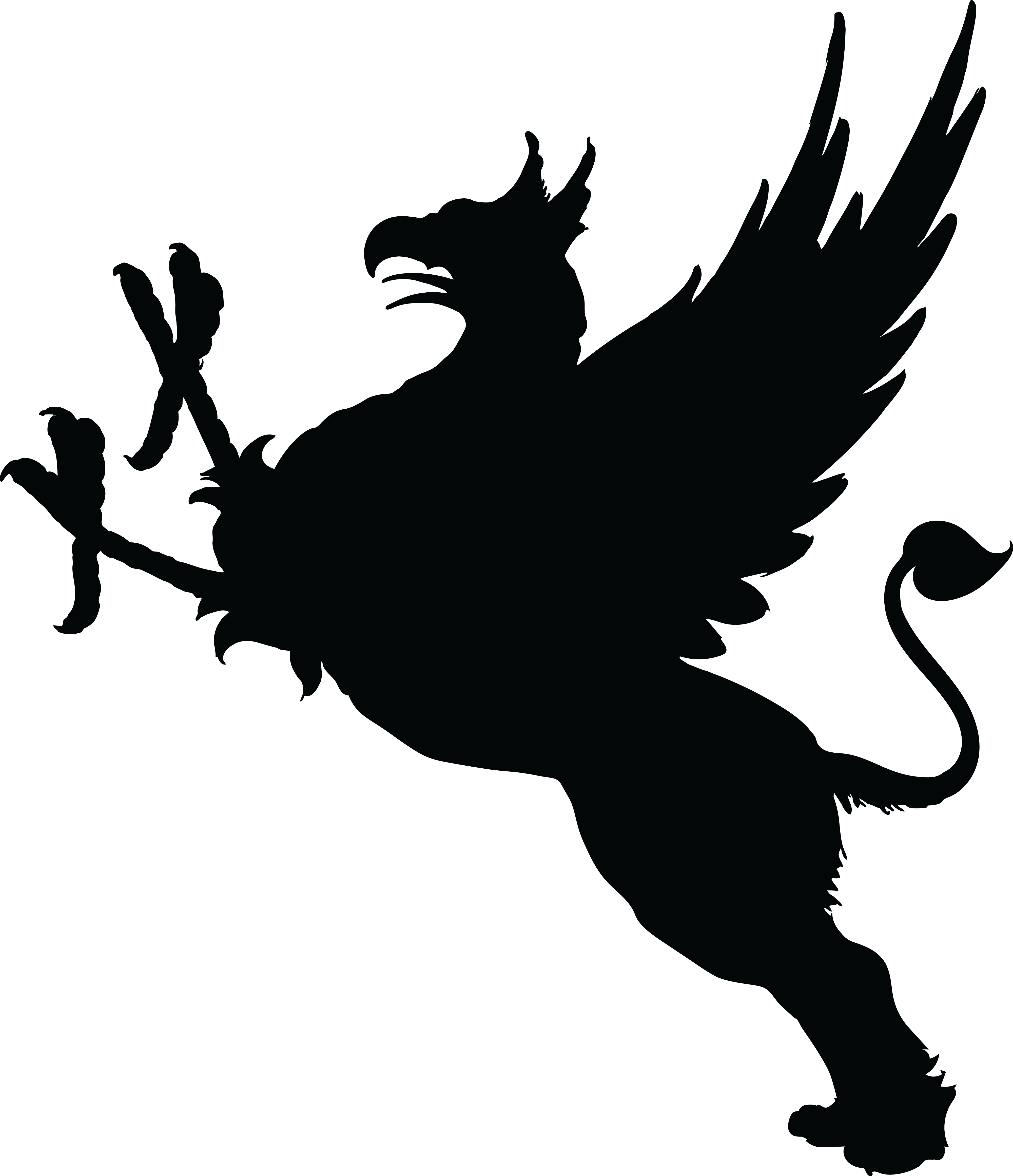 Free Clipart Of A Silhouetted Griffin - Griffin Silhouette (4000x4642)