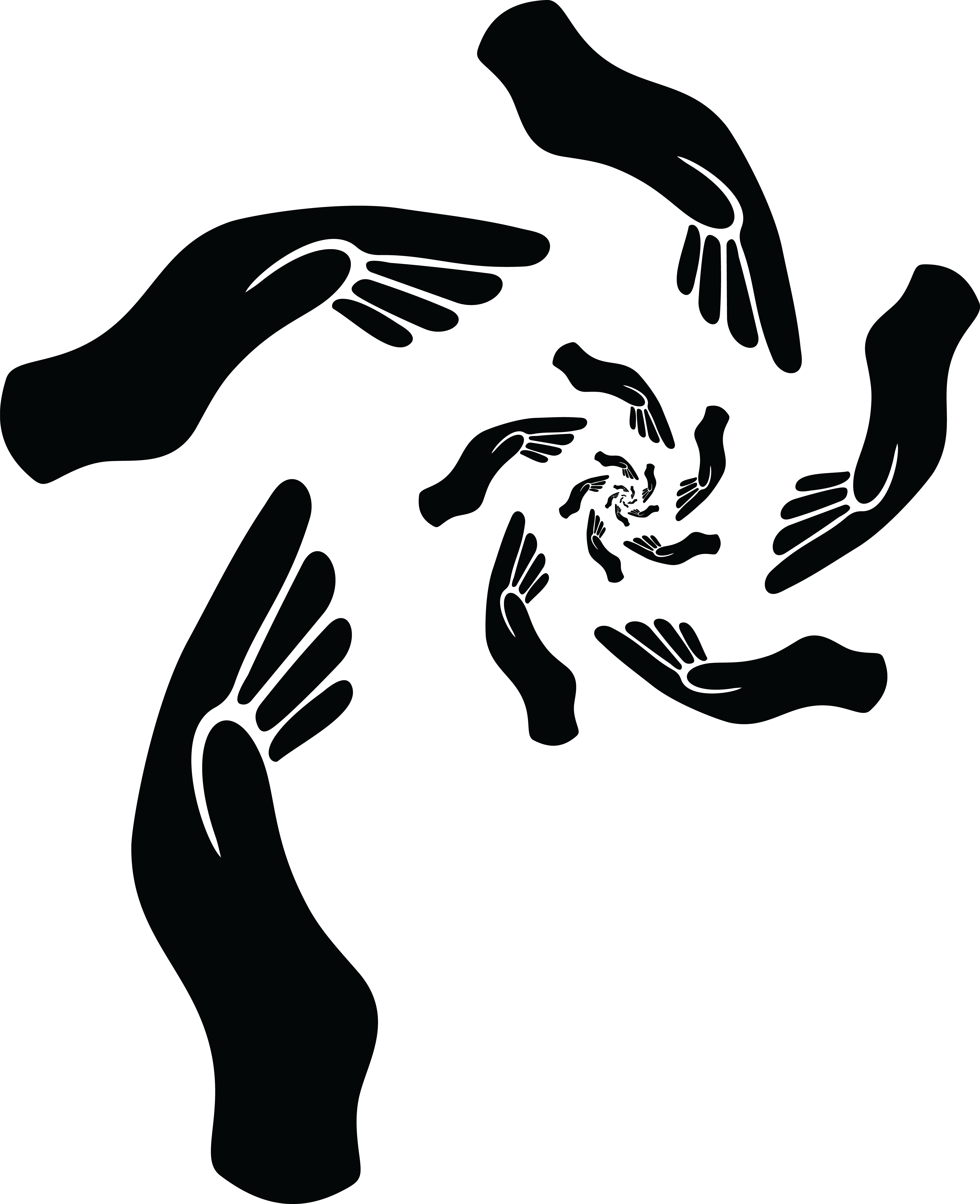Free Clipart Of A Spiral Of Hands - Hands Svg (4000x4915)