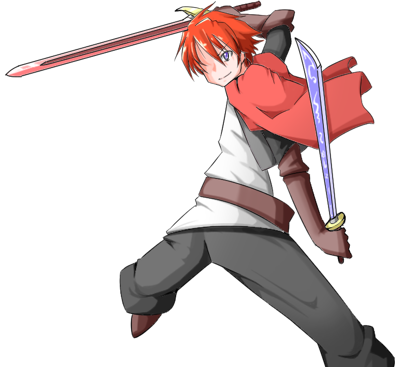 Red Hair Boy Dual Sword By Edelritter0519 - Anime Boy With Sword (794x800)