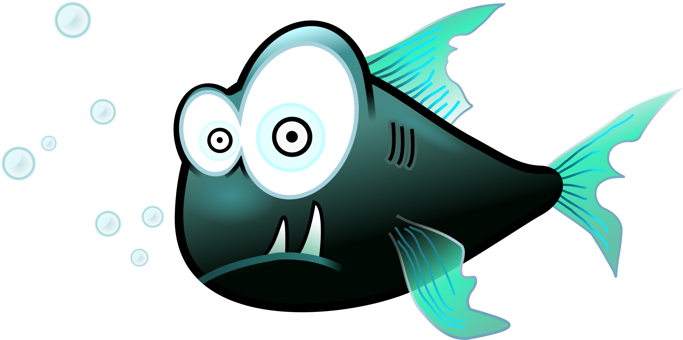 Cartoon Fish Shower Curtain (2400x1200)