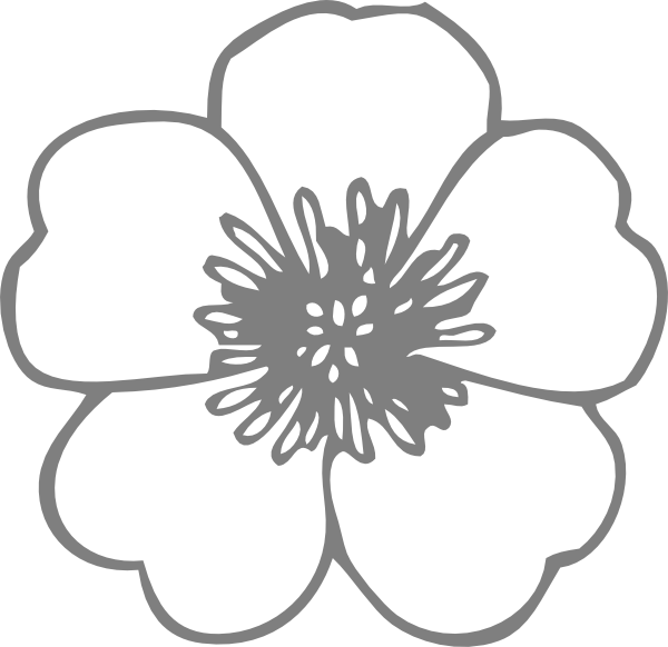 Grey Fower Clip Art At Clker - Flower Clip Art Free (600x582)