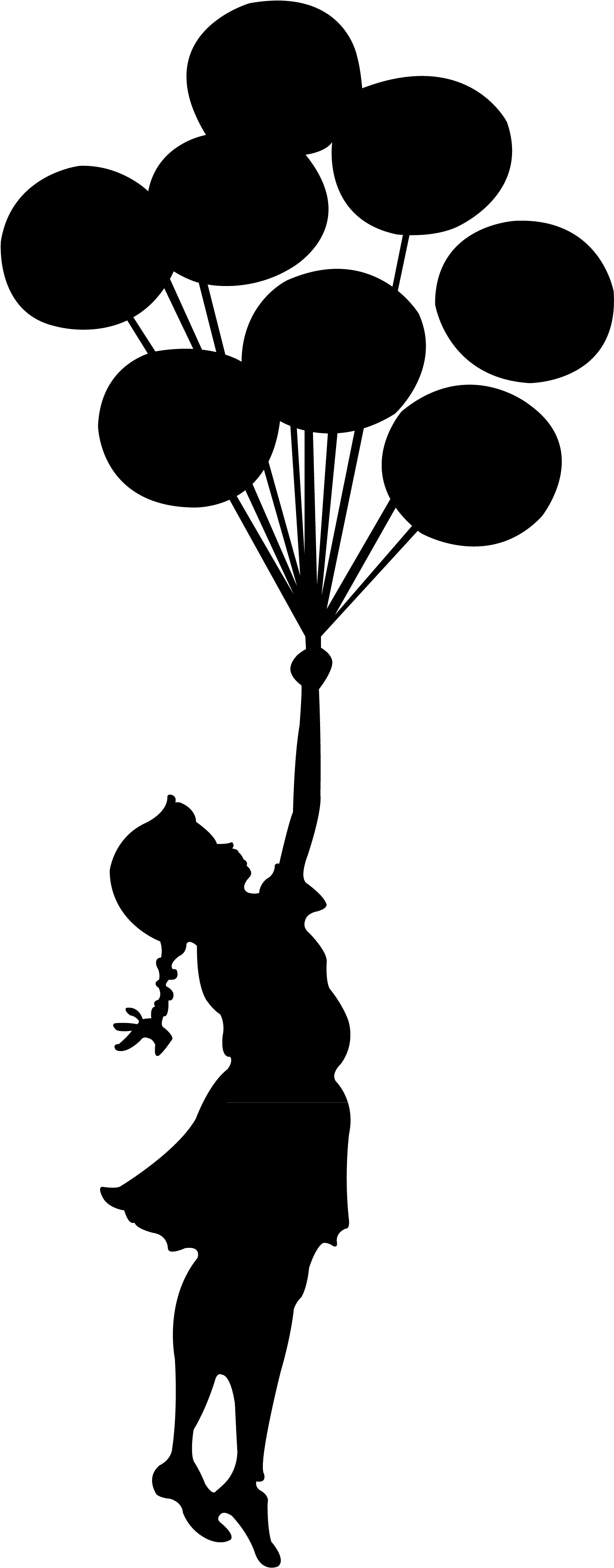 Girl Dancing With Umbrella Silhouette - Banksy Floating Balloon Girl Wall Stickers (2952x3702)