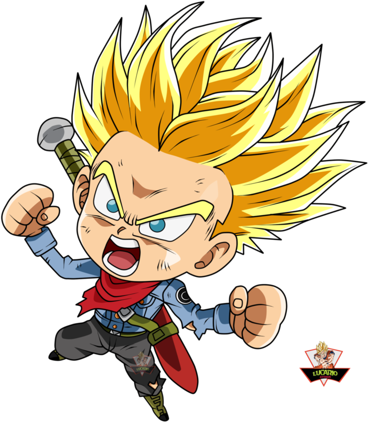 Mirai Trunks Mini Toon By Lucario-strike - Trunks Chibi Png (914x875)