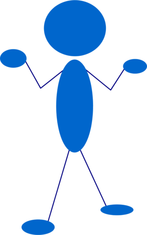 Clueless Blue Man - Stick Figure Pointing To Self (300x480)