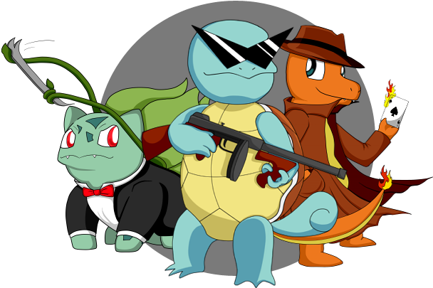 Squirtle Squad By Iwolf208 On Deviantart - Squirtle With A Gun (612x432)