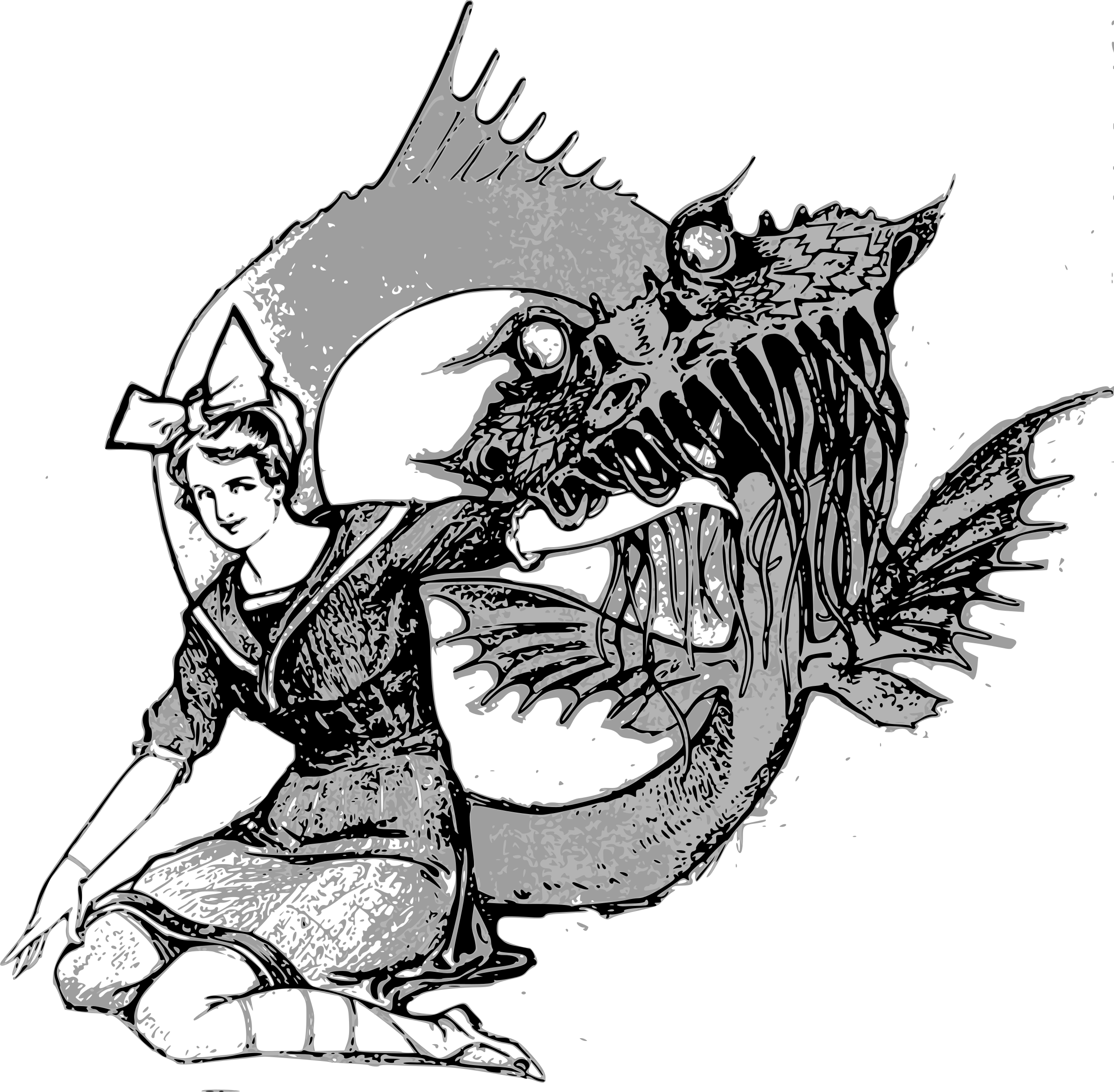 Girl And Her Sea Monster - Sea Monster (2400x2353)