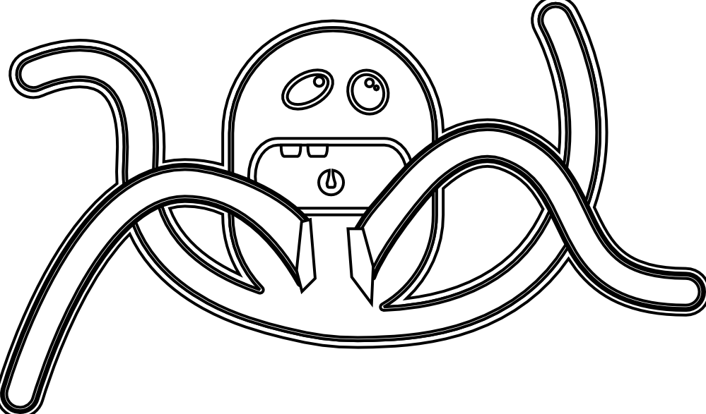 Cartoon Monsters 3 Black White Line Coloring Sheet - Sea Monser Black And White (999x587)