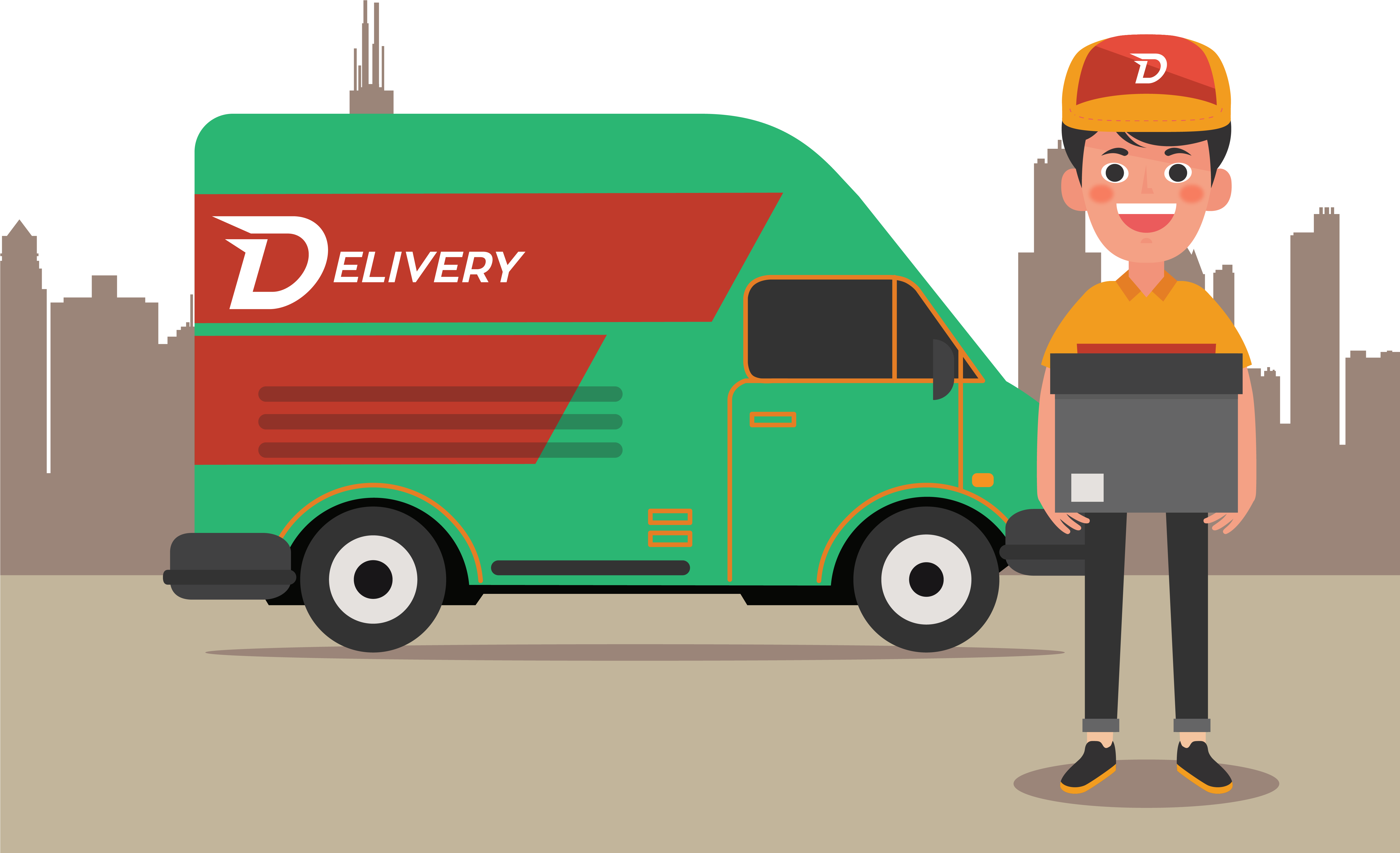Vector Of Delivery Truck - Delivery Vector (6355x3554)