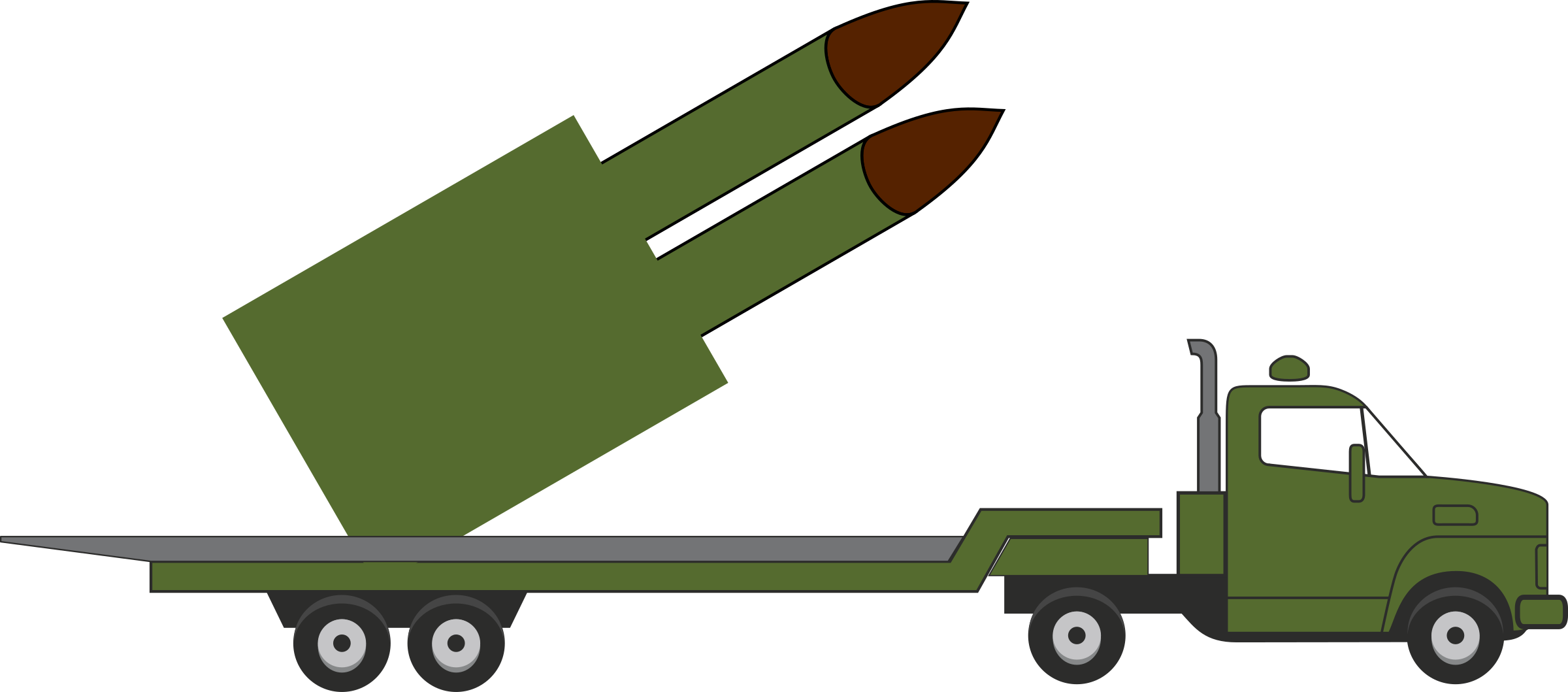Truck - Missile Truck Clip Art (2400x1059)
