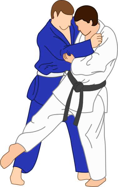 Vector Illustration Of Ashi-guruma Judo Throwing Technique - Jiu Jitsu Vector Png (378x600)