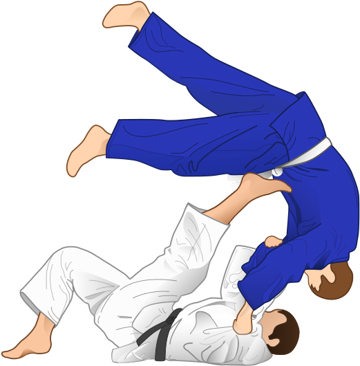 Vector Illustration Of Tomoe-nage Judo Throwing Technique - Technique De Sacrifice Judo (546x600)