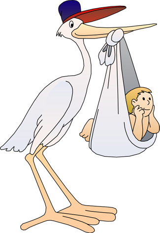 Stork - Storch, Der Ein Baby Liefert Karte (325x473)