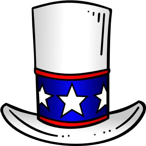 Patriotic Top Hat Clip Art Inspired By The Iconic Uncle - American Themed Clip Art (500x500)