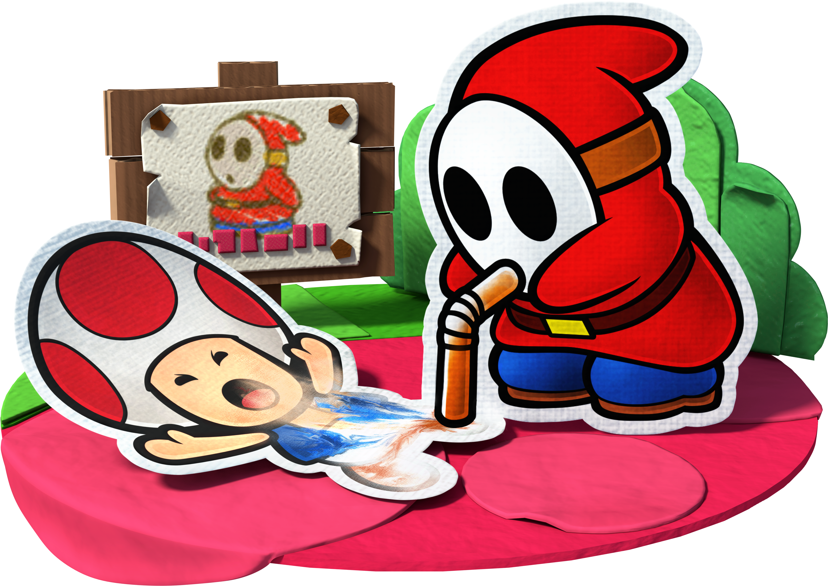Toad And Slurp Guy- Paper Mario - Paper Mario Color Splash Art (4096x4096)