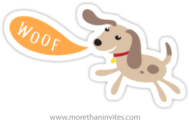 Cute Cartoon Dog Saying Woof Sticker - Dog Saying Woof Woof (400x306)