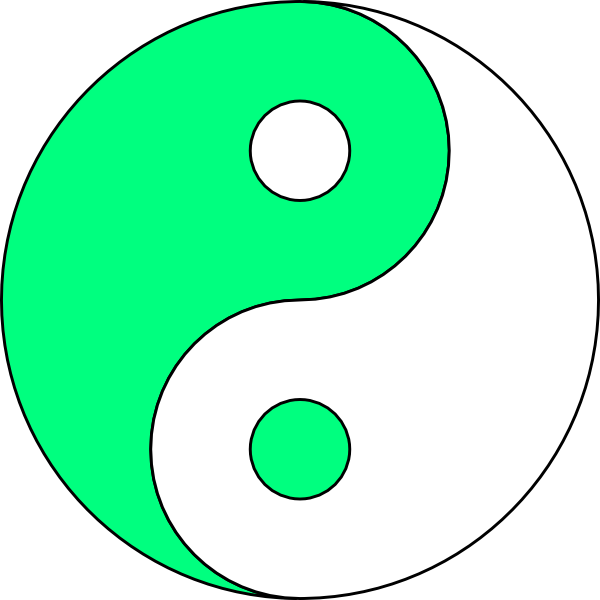 Lime Green/white Ying Yang Clip Art At Clker - Yin Yang In Green White (600x600)