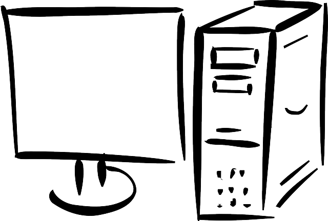 Black, Monitor, Screen, Outline, White - Computer Black And White (640x432)