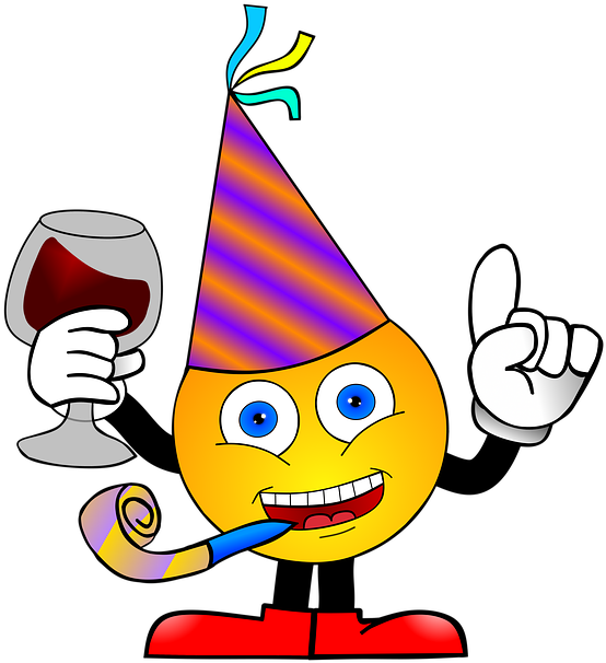 Smiley, Party, Anniversary, New Year's Eve, Neujahre - Jubiläum Smiley (567x640)